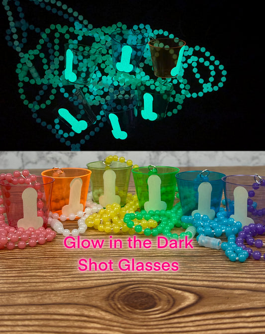 Glow In the Dark Penis 6 Pack Bachelorette Party Shot Glasses on Necklace! Great For Bachelor Party - Necklace Shot Glasses