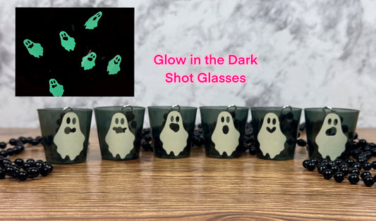 Glow In the Dark Ghost 6 Pack Bachelorette Party Shot Glasses on Necklace! Great For Bachelor Party - Necklace Shot Glasses - Boochelorette Party