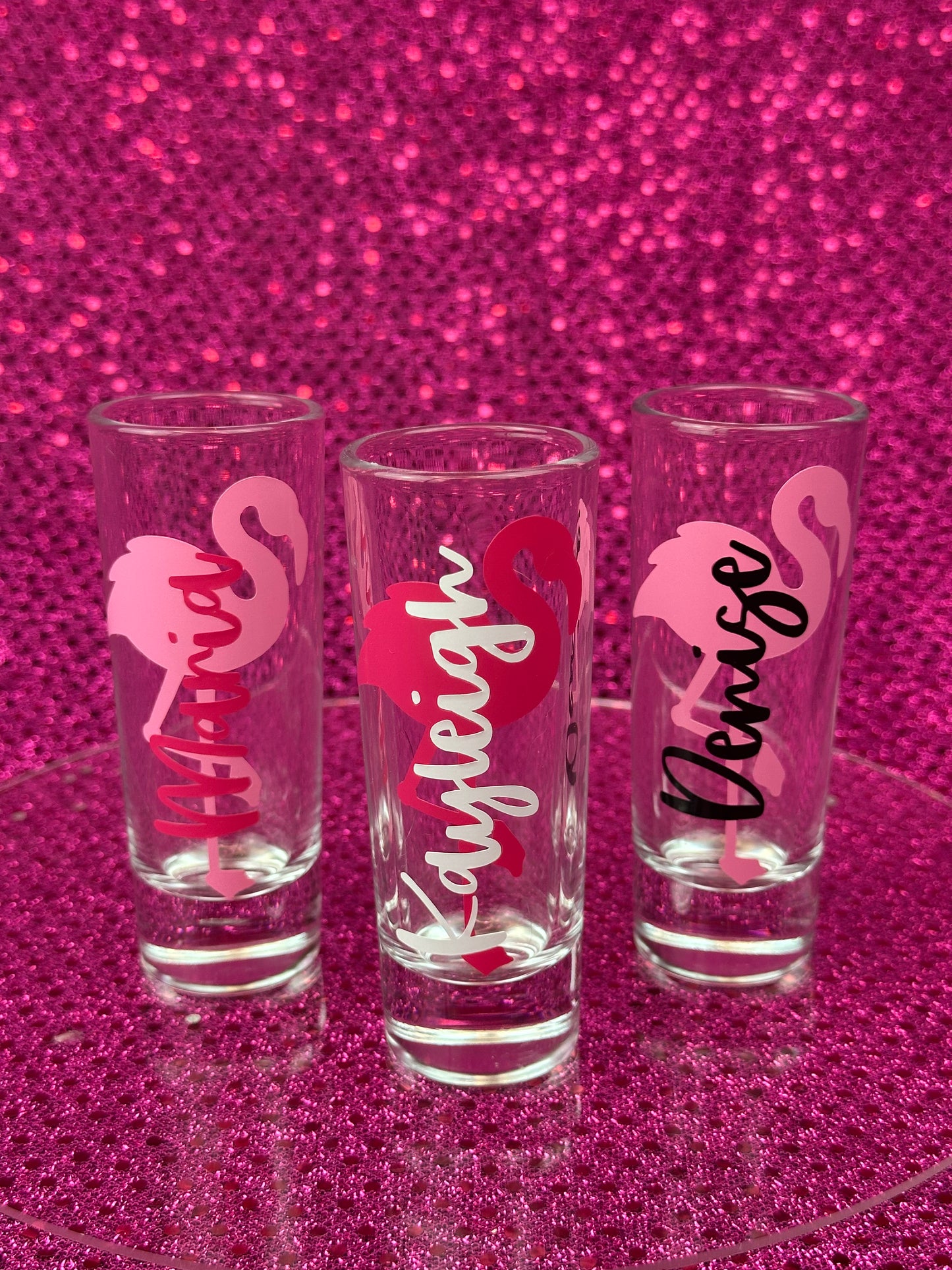 Personalized Flamingo Bachelorette Shot Glass