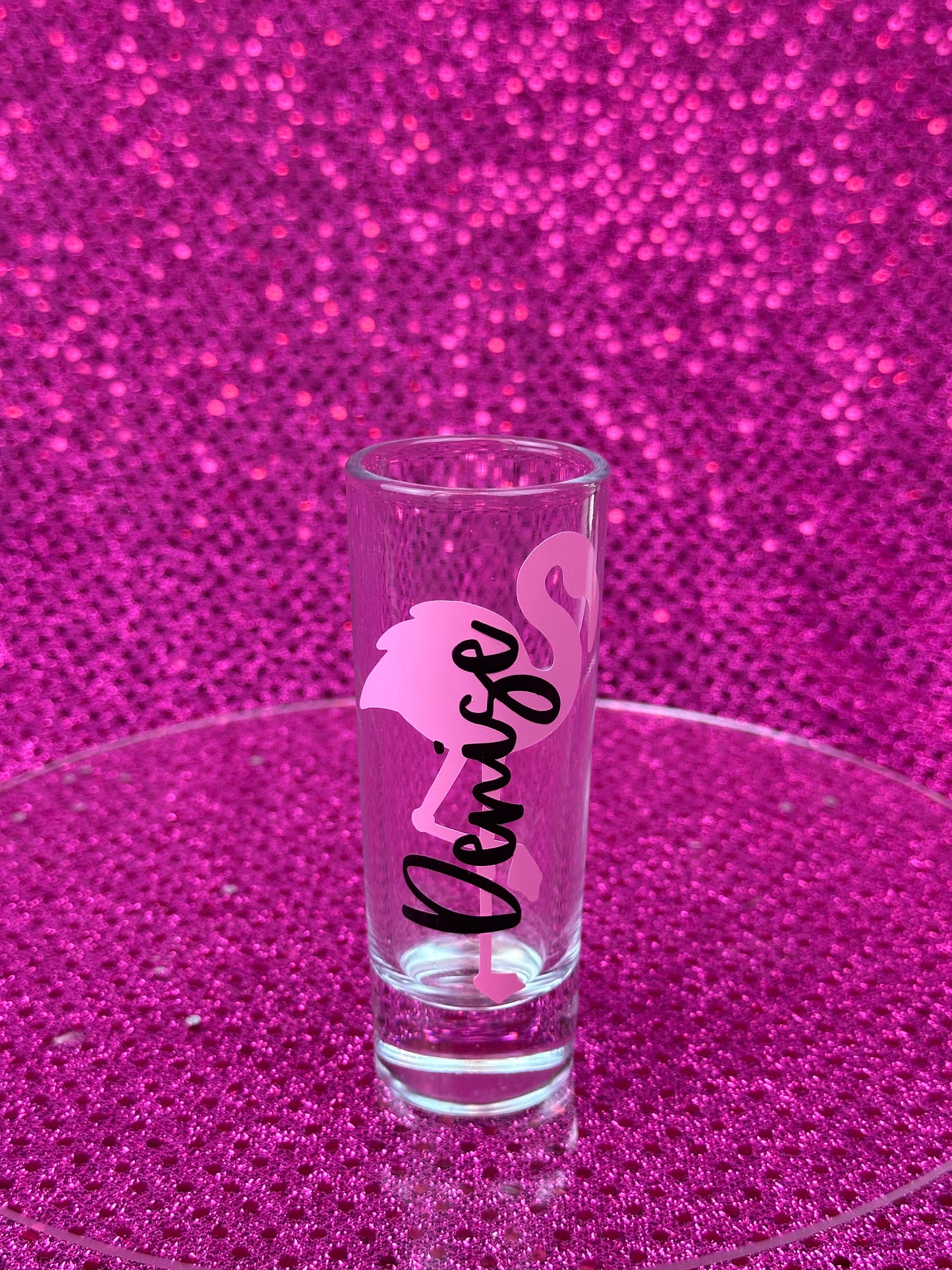 Personalized Flamingo Bachelorette Shot Glass